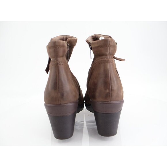 Earth Cardinal Ankle Boot Women's Size 10 Stone Brown Leather Wedge Bootie - Picture 6 of 13